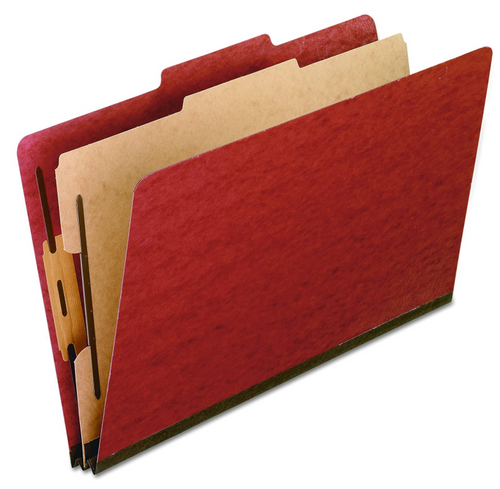 Pressboard Classification Folders, 1 Divider, Legal Size,  Brick Red