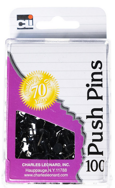 Push Pins, 100ct, Black