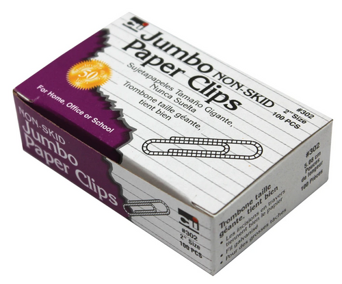 Paper Clips, Size 4, Jumbo, Non-Skid