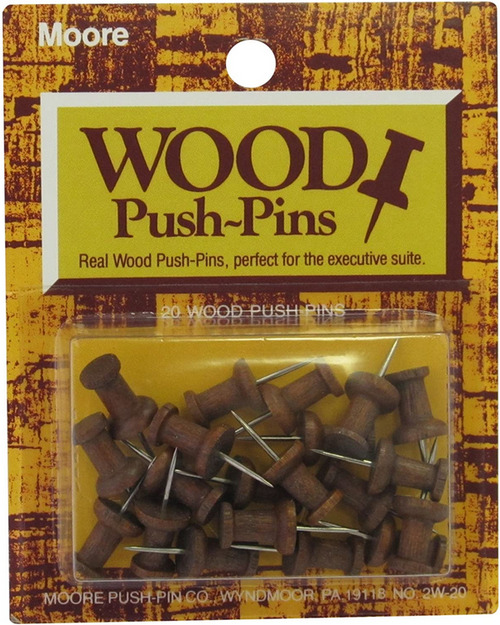 Wood Head Push Pin, Warm Walnut, 20 Count