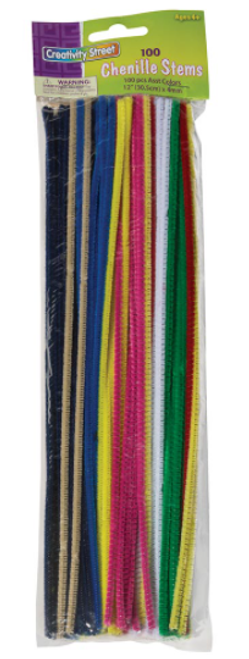 Chenille Stems, Assorted Colors, 100 Count