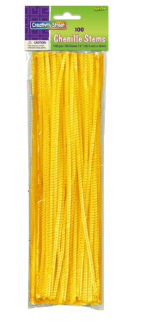 Chenille Stems, Yellow, 100 Count