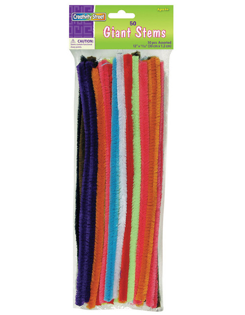 Giant Chenille Stems, Assorted Colors, 50 Count