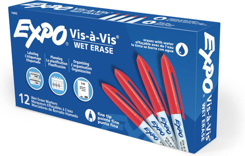 Expo Vis-a-Vis Wet Erase Marker, Fine Point, Red