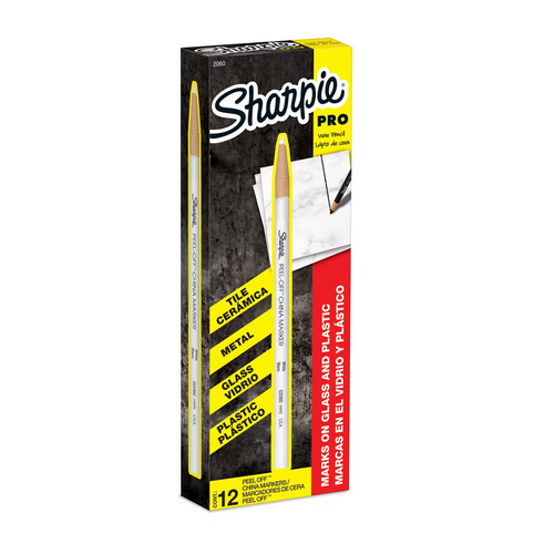 Peel-Off Wax China Marker, White