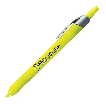 SAN28025 - Accent Highlighter, Retractable, Chisel Tip, Fluorescent Yellow