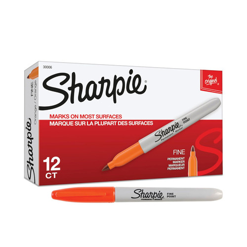 Sharpie Permanent Marker, Fine Point, Orange