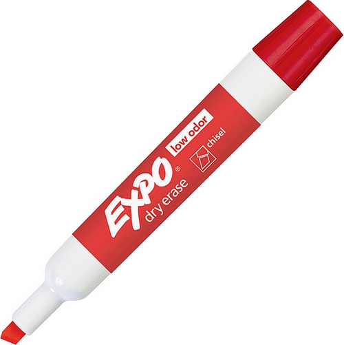 Low Odor Dry Erase Marker, Chisel Tip, Red