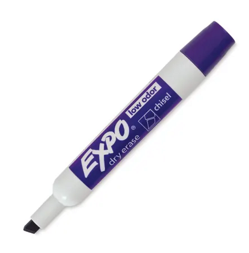 Low Odor Dry Erase Marker, Chisel Tip, Purple