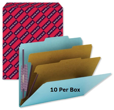 Pressboard Classification File  Folder, Letter Size, Blue, 2 Dividers, 2" Expansion