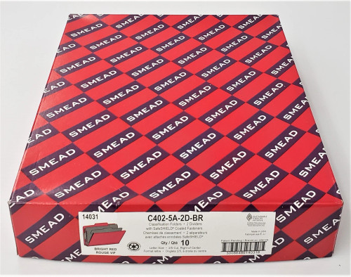 Pressboard Classification File Folder, Letter Size, Bright Red, 2 Dividers, 2" Expansion