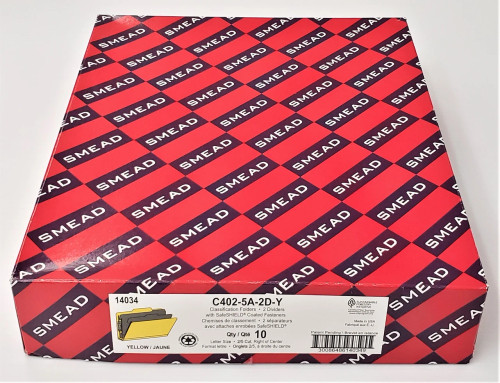 Pressboard Classification File Folder, Letter Size, Yellow, 2 Dividers, 2" Expansion