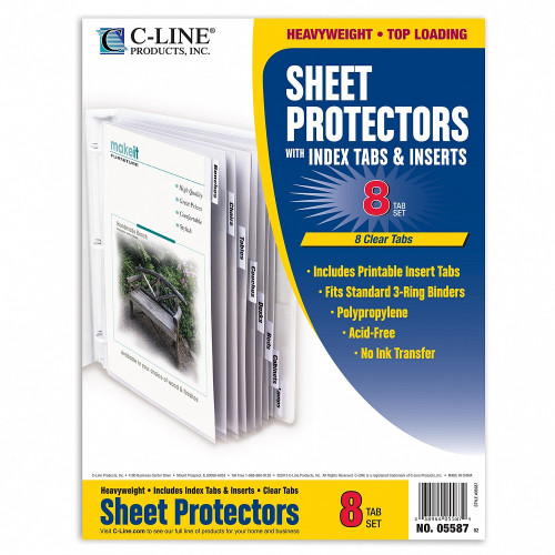 Clear 8-Tab Top-Loading Heavyweight Sheet Protectors, Letter Size (8ct.)