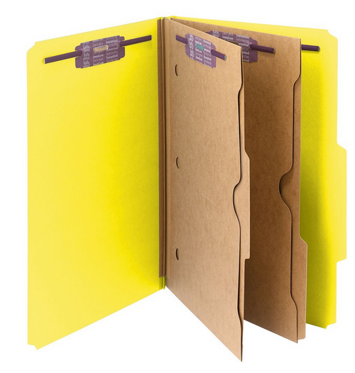 Pressboard Classification File Folders, Legal Size, Yellow