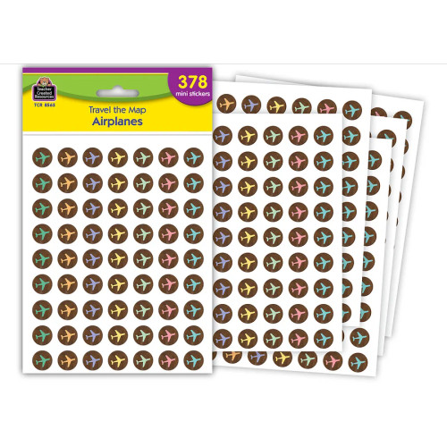 Teacher Created Resources Travel the Map Airplanes Mini Stickers, Assorted, 378 Count
