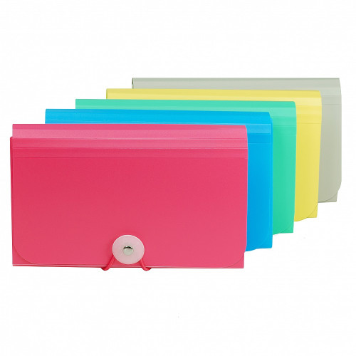 13-Pocket Expanding File Folder, Button & Elastic Closure, Assorted Colors, Coupon Size