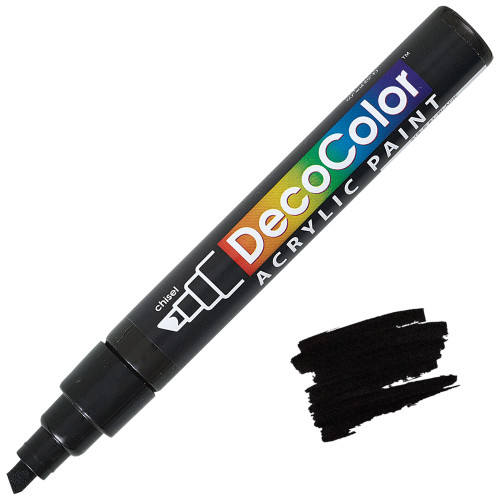 Uchida DecoColor Acrylic Paint Marker, Chisel Tip, Black