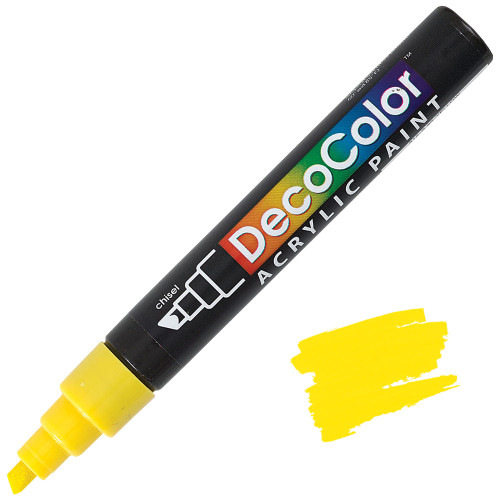 Uchida DecoColor Acrylic Paint Marker, Chisel Tip, Yellow