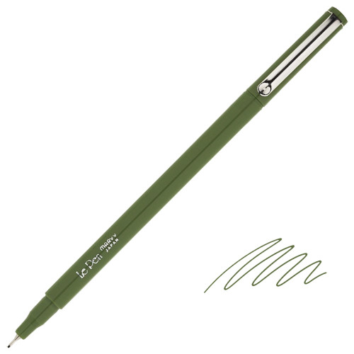 Uchida Le Pen Fine Line Marker Pen, Micro-Fine Point (0.3mm), Olive Green