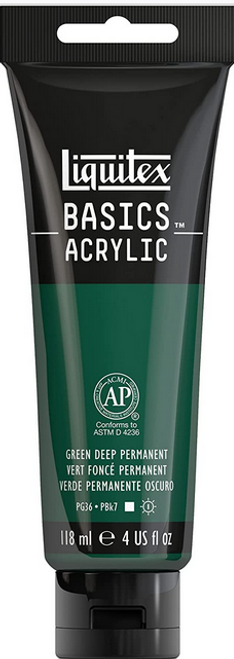 Basics Acrylic Paint, 4 oz, Green Deep Permanent