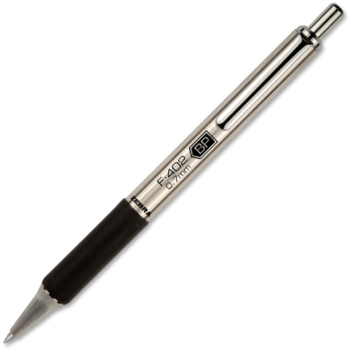 Zebra F-402 Retractable Ballpoint Pen, Fine Point (0.7mm), Black