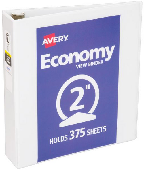 View Binder, 2" Round Ring, White, Economy