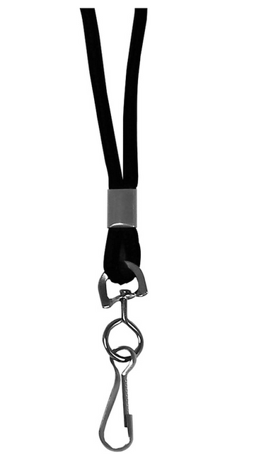 Classic Woven Nylon Lanyard With Swivel Hook, Black