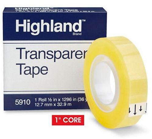 Highland Transparent Tape, 1/2"x 296"