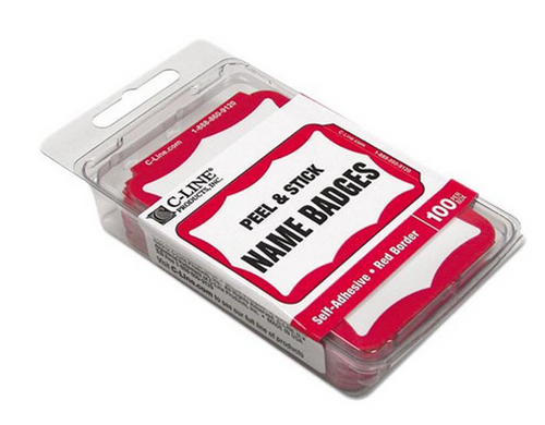 3-1/2"x2-1/4" Blank Name Badges, Red Scalloped Border (100ct.)