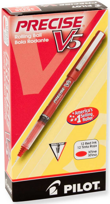Pilot Precise V5 Rolling Ball Pen, Extra Fine Point (0.5mm), Red