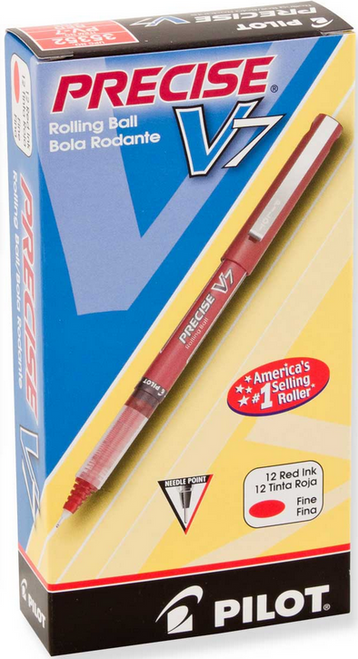 Pilot Precise V7 Rolling Ball Pen, Fine Point (0.7mm), Red
