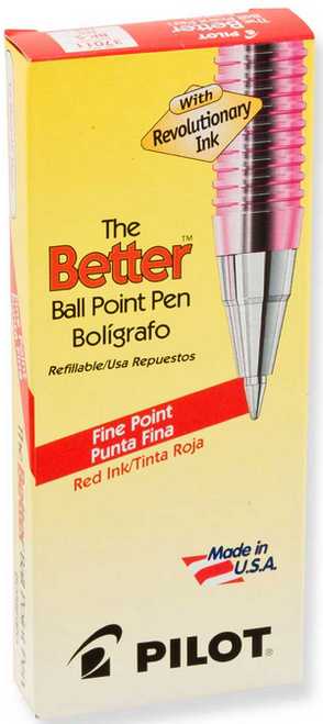 Pilot Better Ballpoint Pen, Fine Point (0.7mm), Red