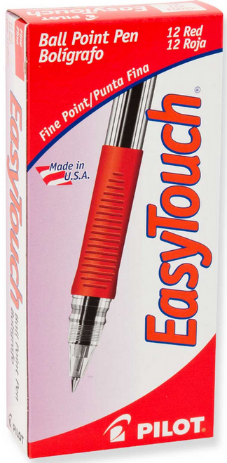 Pilot EasyTouch Ballpoint Pen, Fine Point (0.7mm), Red