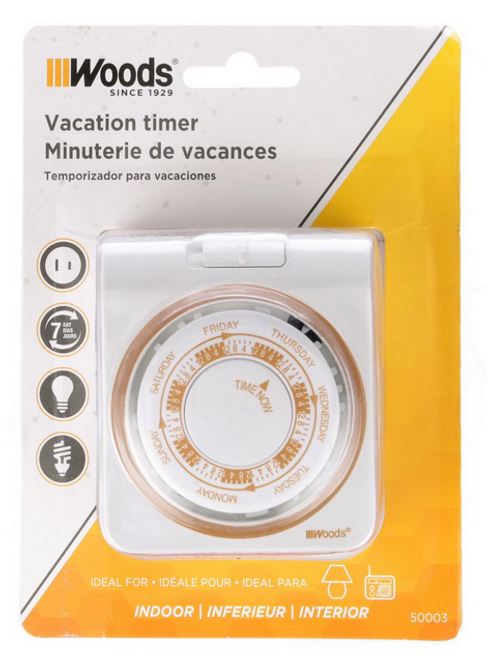 Woods Indoor 7-Day Mechanical Vacation Timer