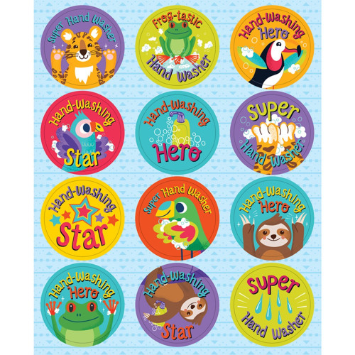 Carson Dellosa One World Hooray for Handwashing Motivational Stickers, Assorted, 72 Count