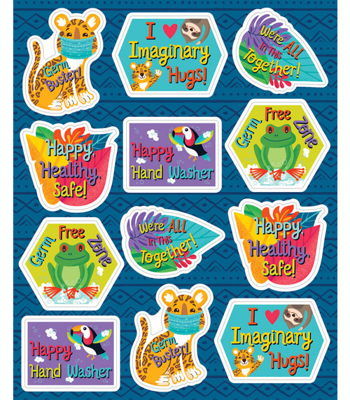 Carson Dellosa One World Germ Busters Motivational Stickers, Assorted, 72 Count