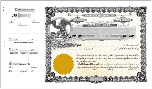 Shares Capital Certificate, Black