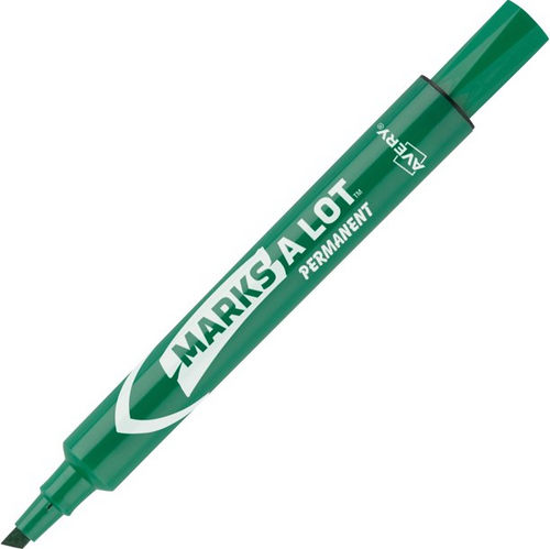 Marks-A-Lot Permanent Marker, Large Desk-Style, Chisel Tip, Green