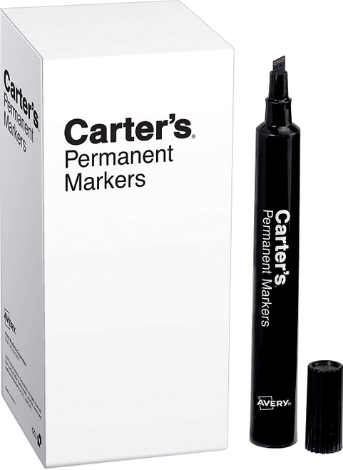 Carter's Permanent Marker, Large Desk-Style, Chisel Tip, Black