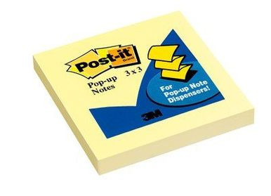 Post-it Pop-up Dispenser Notes, 3"x3", Canary Yellow