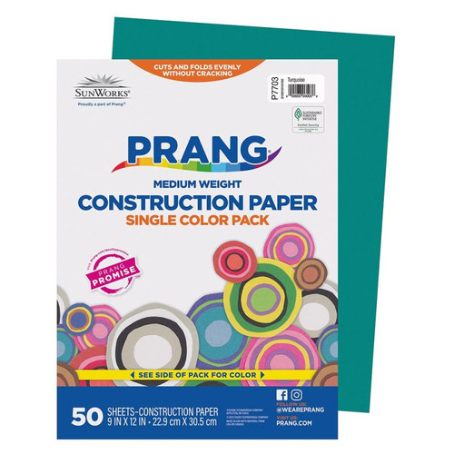 Prang Construction Paper, Turquoise, 9" x 12", 50 Sheets