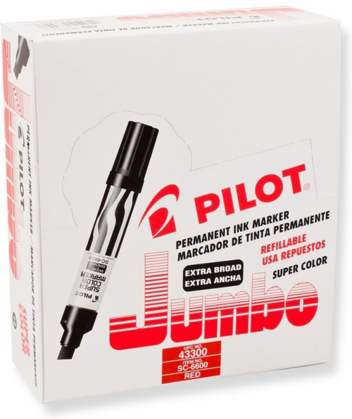 Pilot Jumbo Super Color Permanent Marker, Chisel Tip, Red