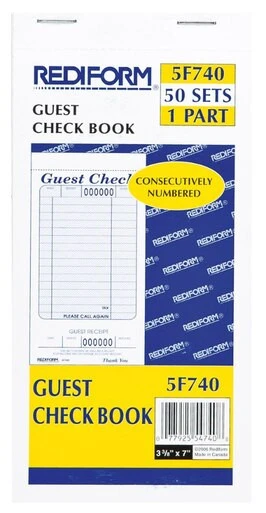 Guest Check Pad, 3 Parts, 3-3/8" x 6-1/2"