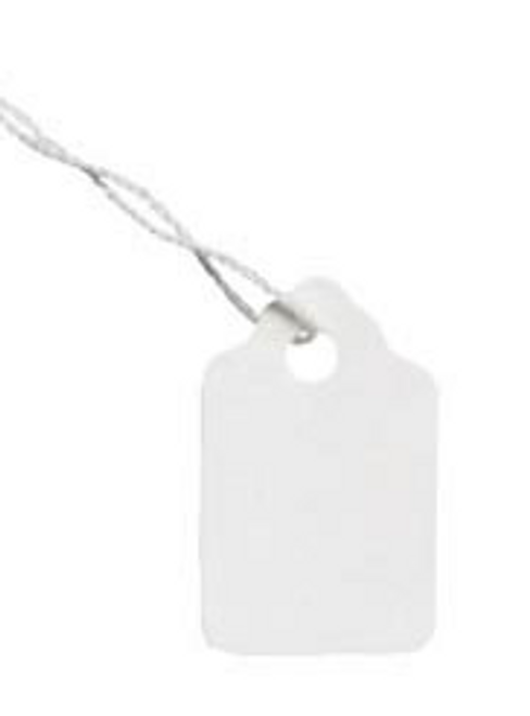 Scalloped Merchandise Tag, 15/16"x 5/8", White w/String