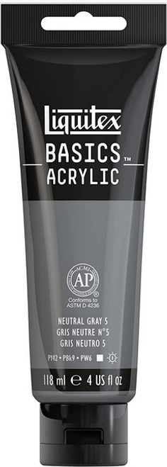 Basics Acrylic Paint, 4 oz, Neutral Gray Value 5