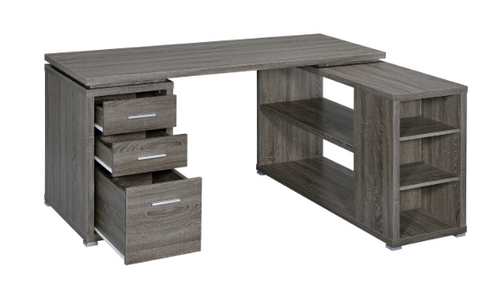 Coaster "Yvette" L-Shape Desk Storage & Shelves - Weathered Grey