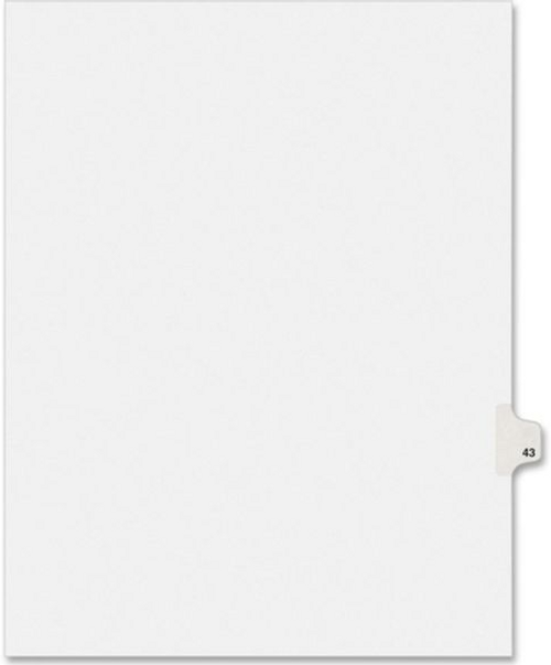 Legal Divider, Letter Size, White, Pre-Printed (number) 43, 25 Dividers