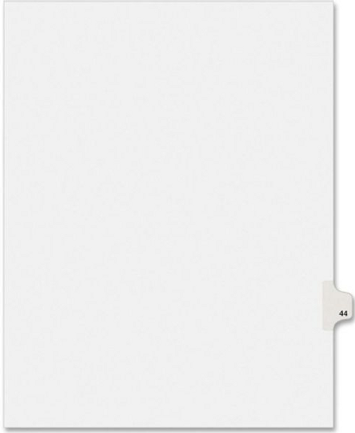 Legal Divider, Letter Size, White, Pre-Printed (number) 44, 25 Dividers