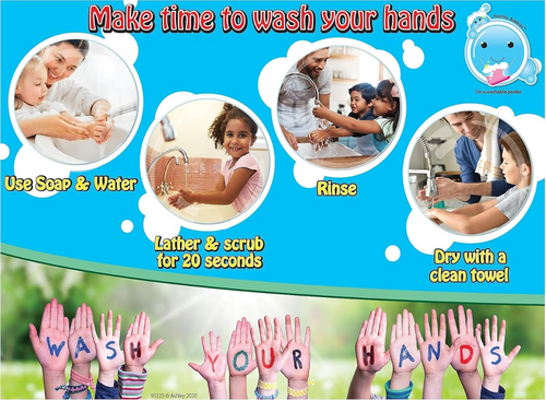 ASH95325 - Smart Poly PosterMat Pals Space Savers Healthy Bubbles Make Time to Wash Hands