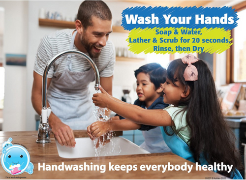 ASH95327 - Smart Poly PosterMat Pals Space Savers Healthy Bubbles Handwashing Keeps Everybody Healthy